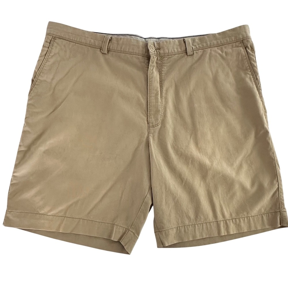 Tommy Bahama Men 42 Khaki Tan Cotton Tencel Stretch Flat Front Chino Shorts 9"